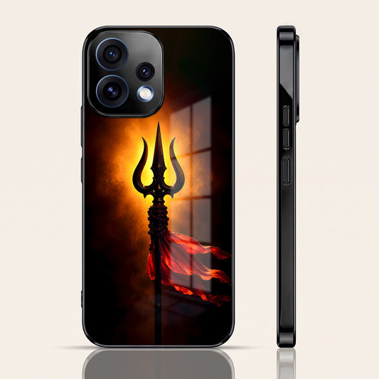 Oppo Reno 15 5G Divine Trishul Black Electroplated Glass Phone Back Case