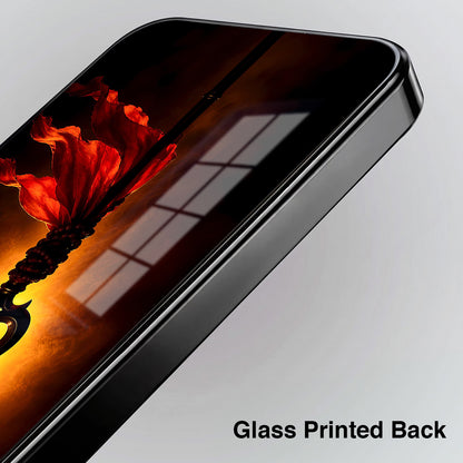 Oppo Reno 13 5G Divine Trishul Black Electroplated Glass Phone Back Case
