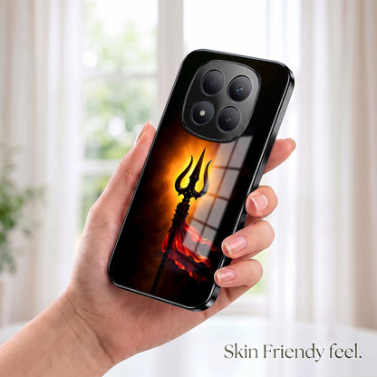 Redmi Note 15 Pro Plus 5G Divine Trishul Black Electroplated Glass Phone Back Case