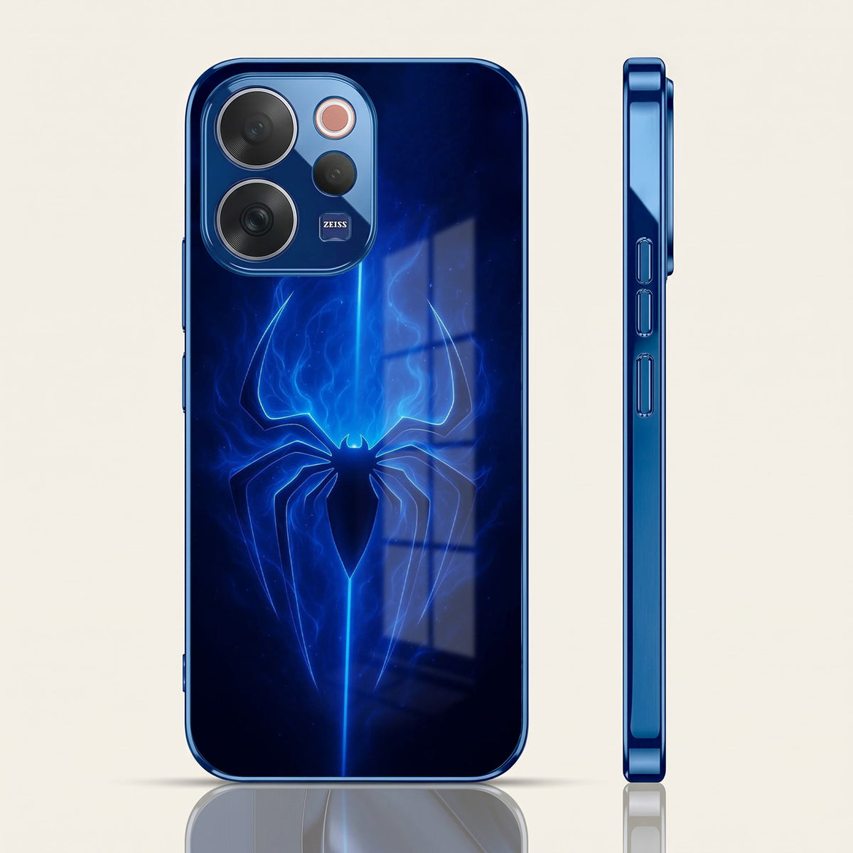 Vivo V70 5G Neon Spider Blue Electroplated Glass Phone Back Case