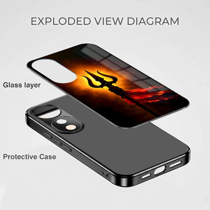 Vivo V40 Pro 5G Divine Trishul Black Electroplated Glass Phone Back Case