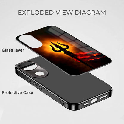 Vivo V50 5G Divine Trishul Black Electroplated Glass Phone Back Case