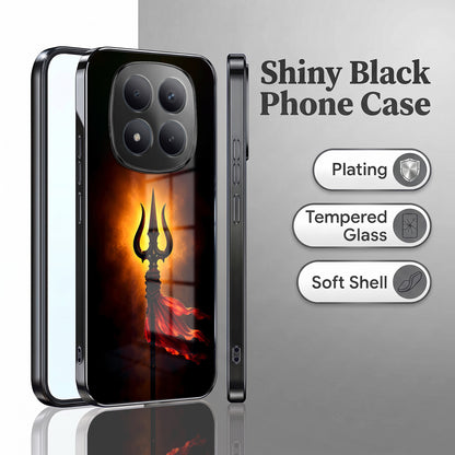 Redmi Note 15 Pro Plus 5G Divine Trishul Black Electroplated Glass Phone Back Case