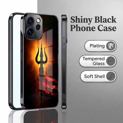 Oppo Reno 15 Pro Mini 5G Divine Trishul Black Electroplated Glass Phone Back Case