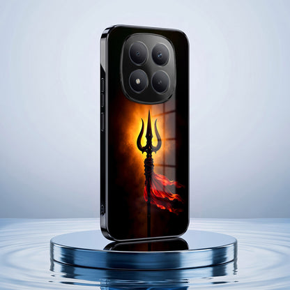 Redmi Note 15 Pro Plus 5G Divine Trishul Black Electroplated Glass Phone Back Case