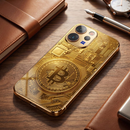 Vivo V70 5G Bitcoin Gold Electroplated Glass Phone Back Case