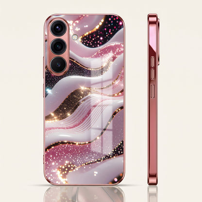 Samsung Galaxy A36 5G Midnight Pearl Wave Pink Electroplated Glass Phone Back Case