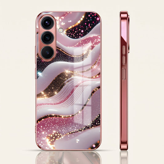 Samsung Galaxy A36 5G Midnight Pearl Wave Pink Electroplated Glass Phone Back Case