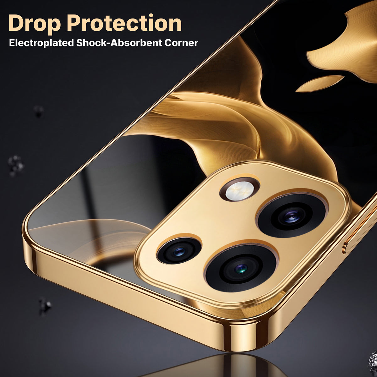 Oppo Reno 16C 5G Luxury Wave Gold Electroplated Glass Phone Back Case