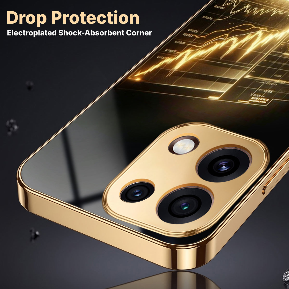 Oppo Reno 16C 5G Luxury Wealth Trader Gold Electroplated Glass Phone Back Case