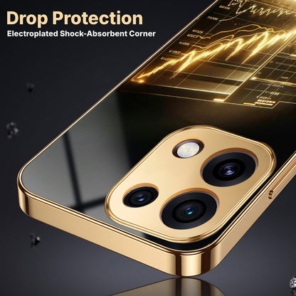 Oppo Reno 16C 5G Luxury Wealth Trader Gold Electroplated Glass Phone Back Case