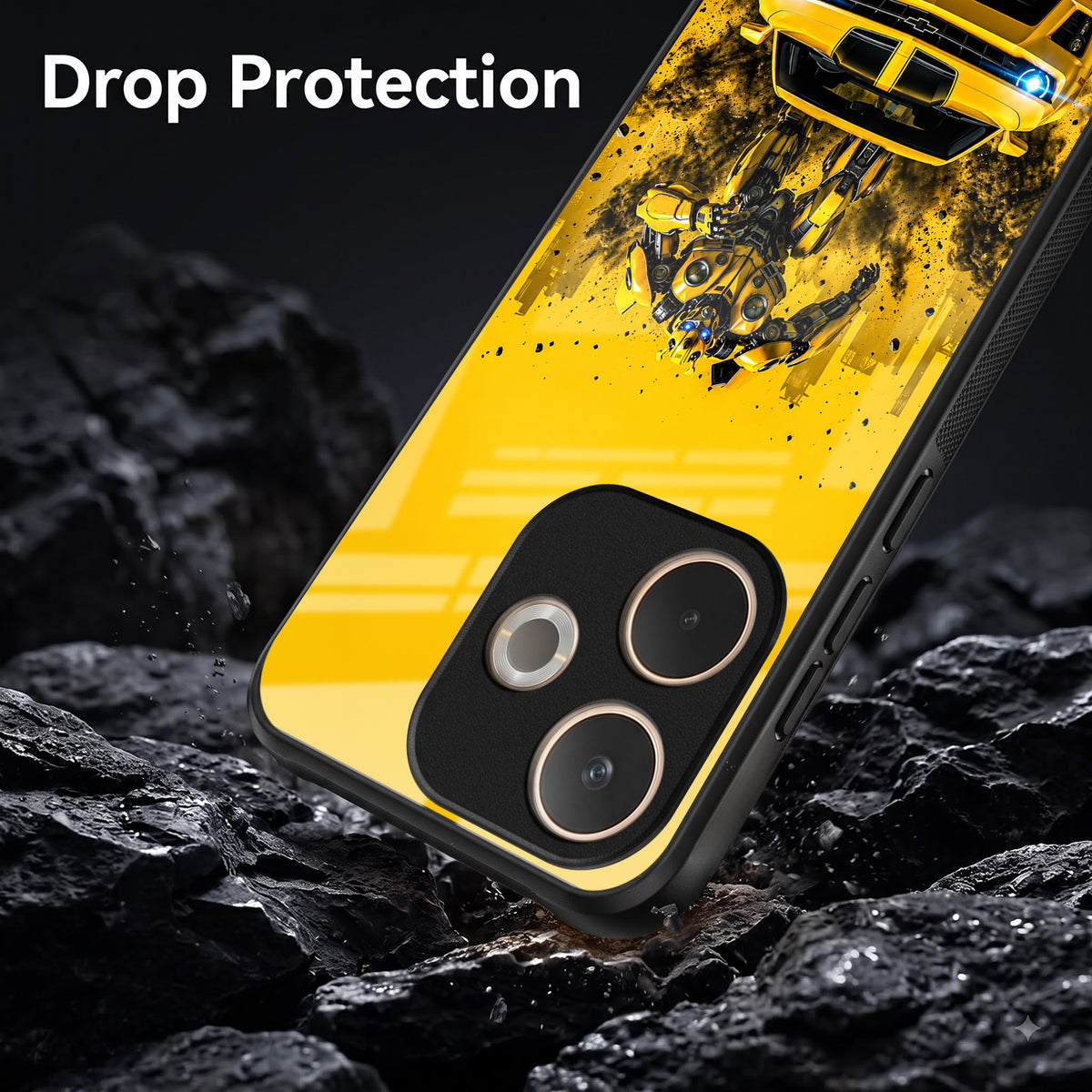 Oppo A5 Pro 5G Yellow Transformers Car Acrylic Glass Back Case