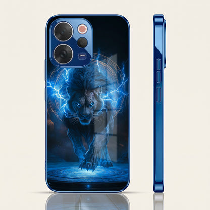 Vivo V70 5G Thunder Titan Lion Blue Electroplated Glass Phone Back Case