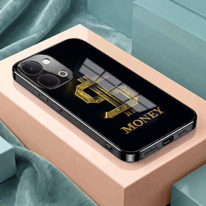 Vivo T5x 5G Money Black Electroplated Glass Phone Back Case