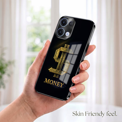 Oppo Reno 13 5G Money Black Electroplated Glass Phone Back Case
