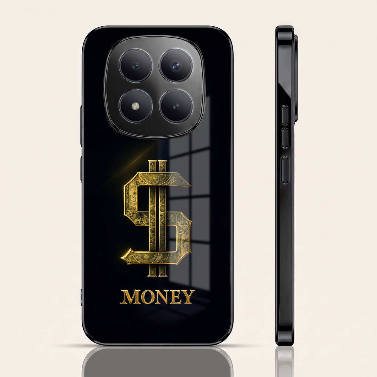 Redmi Note 15 Pro Plus 5G Money Black Electroplated Glass Phone Back Case