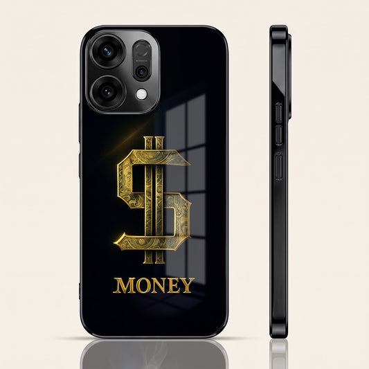 Oppo Reno 14 5G Money Black Electroplated Glass Phone Back Case