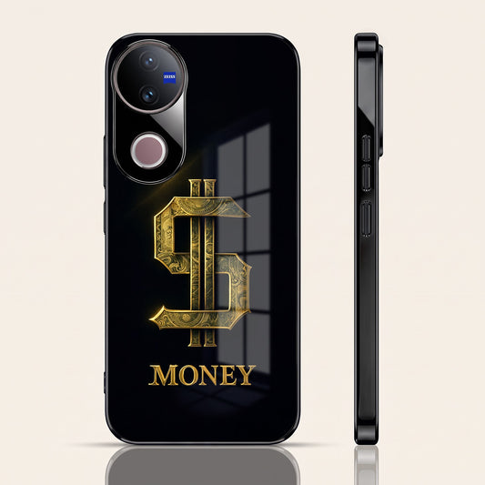 Vivo V50 5G Money Black Electroplated Glass Phone Back Case