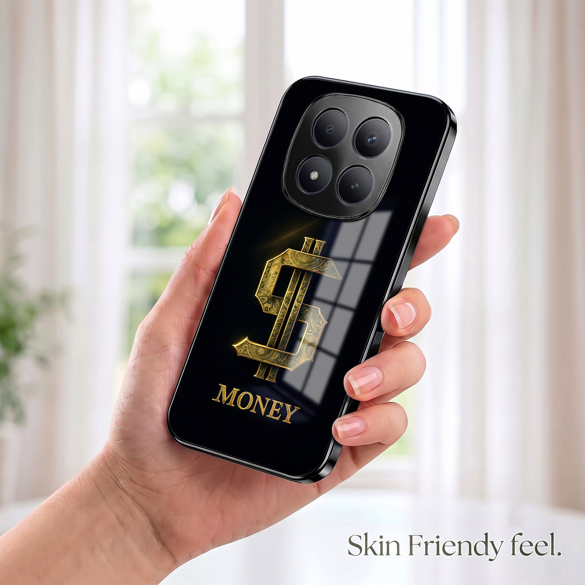 Redmi Note 15 Pro Plus 5G Money Black Electroplated Glass Phone Back Case