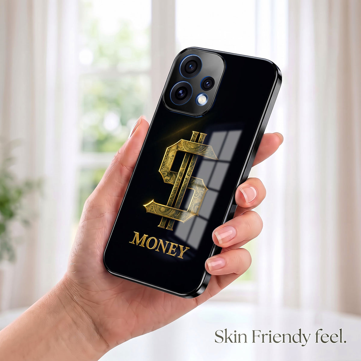Oppo Reno 15 5G Money Black Electroplated Glass Phone Back Case