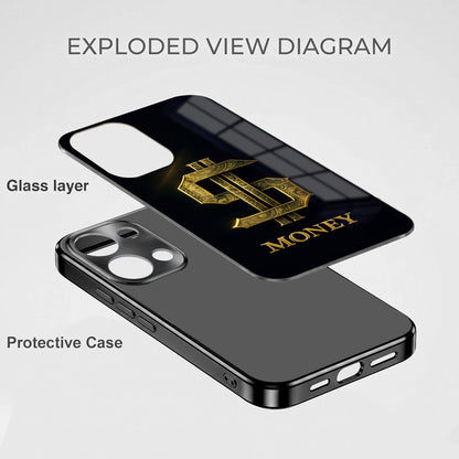 Oppo Reno 13 5G Money Black Electroplated Glass Phone Back Case