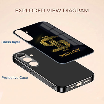 Samsung Galaxy A56 5G Money Black Electroplated Glass Phone Back Case