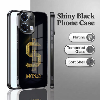 Oppo Reno 13 5G Money Black Electroplated Glass Phone Back Case