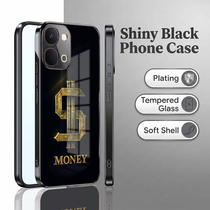 Vivo T5x 5G Money Black Electroplated Glass Phone Back Case