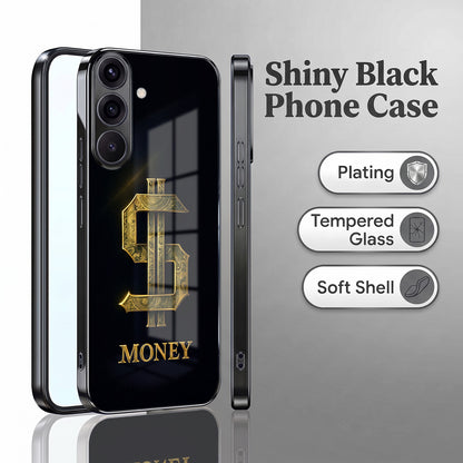 Samsung Galaxy A56 5G Money Black Electroplated Glass Phone Back Case