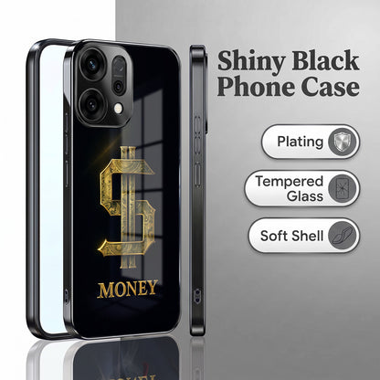Oppo Reno 14 5G Money Black Electroplated Glass Phone Back Case