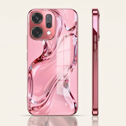Oppo Reno 14 5G Crystal Wave Energy Pink Electroplated Glass Phone Back Case
