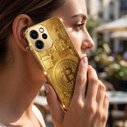 Oppo Reno 15 Pro Mini 5G Bitcoin Gold Electroplated Glass Phone Back Case