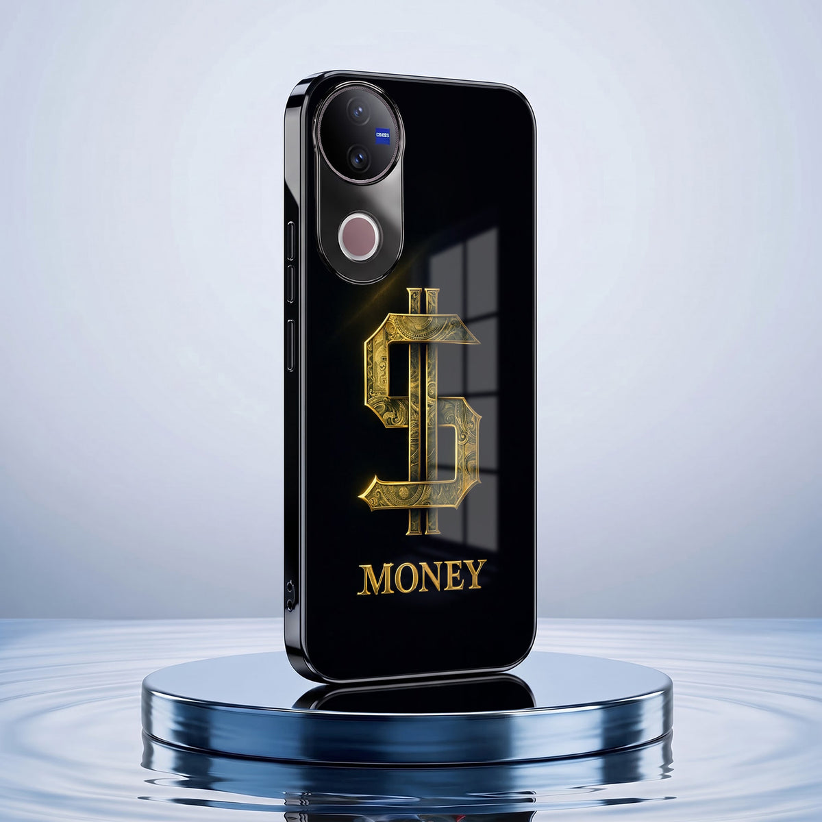 Vivo V50 5G Money Black Electroplated Glass Phone Back Case