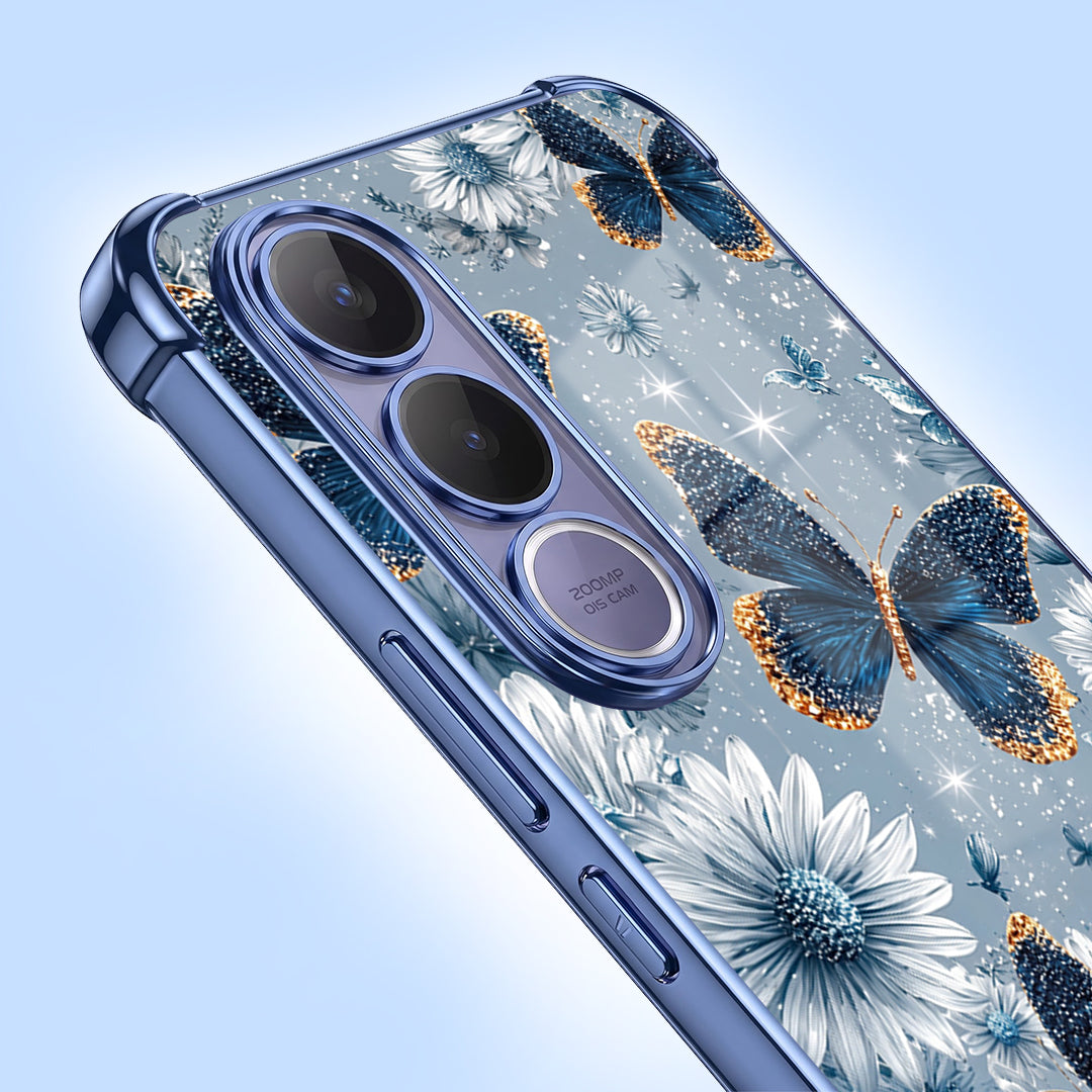 Vivo V70 FE 5G Blue Butterfly Floral Airbags Printed Back Case