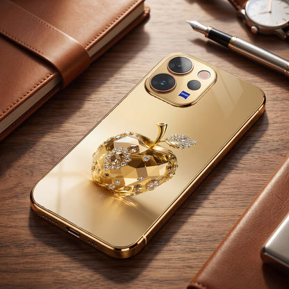 Vivo V70 5G Golden Apple Gold Electroplated Glass Phone Back Case