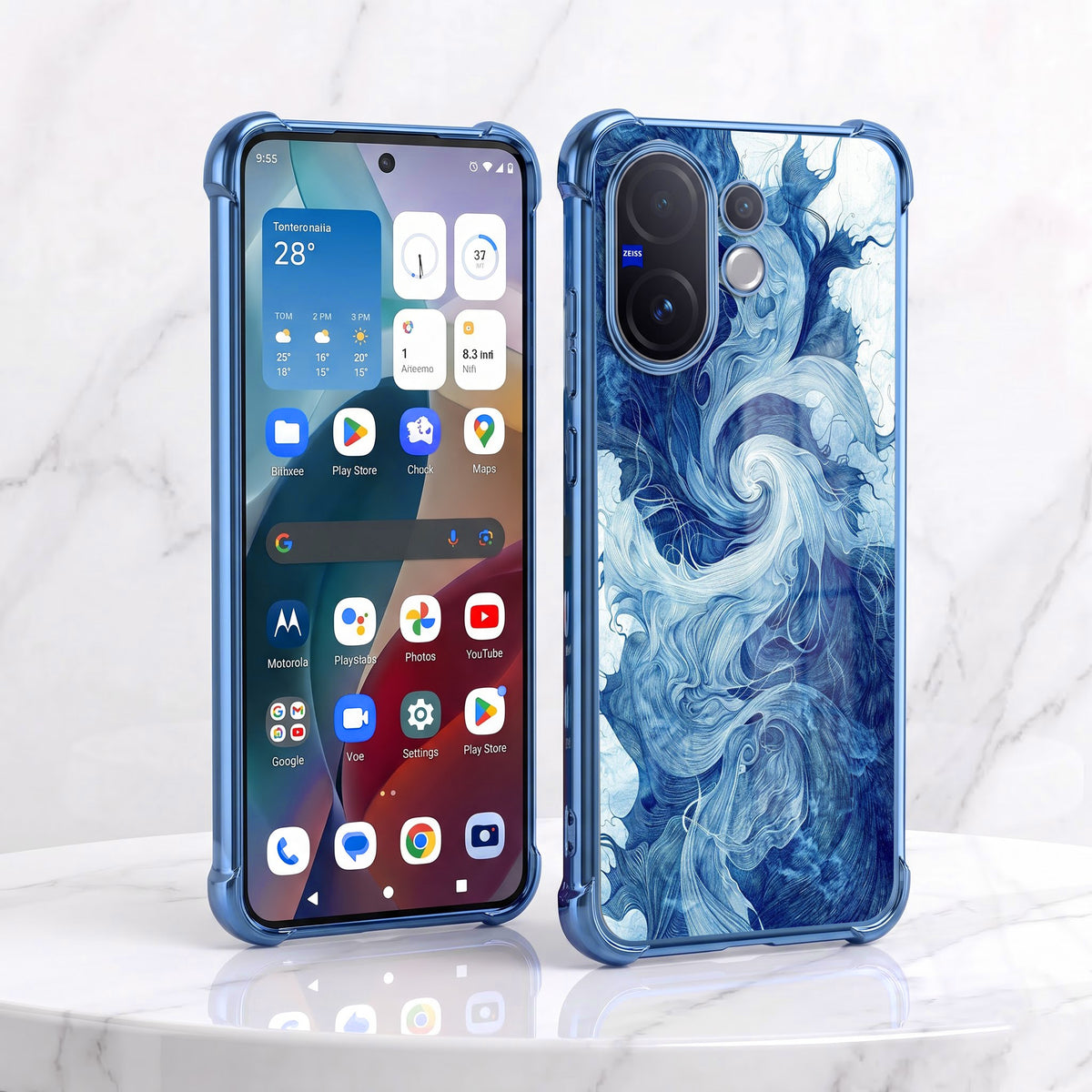 Vivo V60 5G Ocean Swirl Airbags Printed Back Case