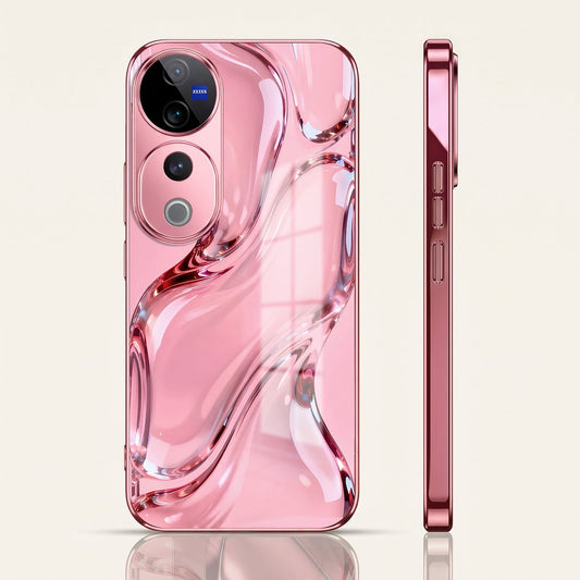 Vivo V40 Pro 5G Crystal Wave Energy Pink Electroplated Glass Phone Back Case