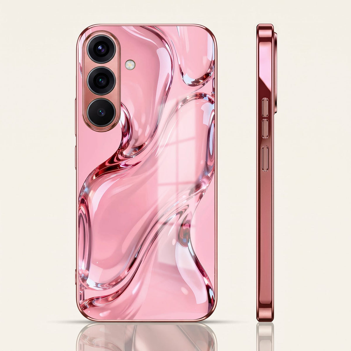 Samsung Galaxy A56 5G Crystal Wave Energy Pink Electroplated Glass Phone Back Case