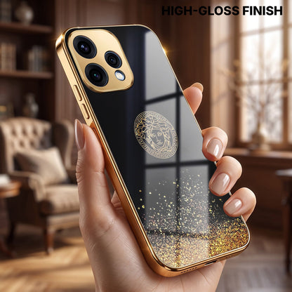 Oppo Reno 15 5G Medusa Head Gold Electroplated Glass Phone Back Case