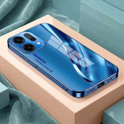 Oppo Reno 14 5G Luxury Infinity Energy Blue Electroplated Glass Phone Back Case