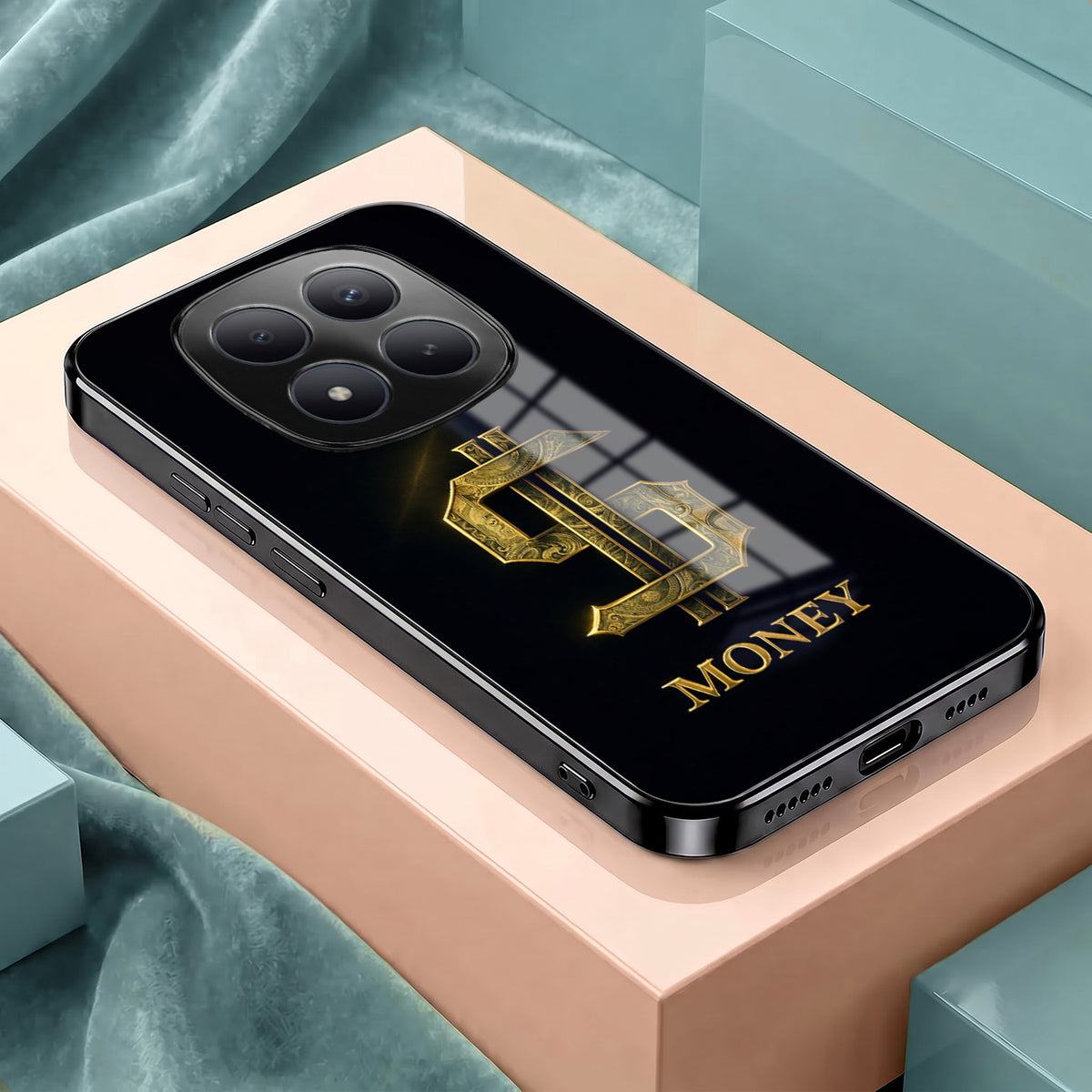 Redmi Note 15 Pro Plus 5G Money Black Electroplated Glass Phone Back Case