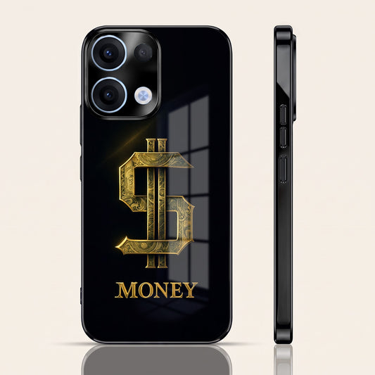 Oppo Reno 13 5G Money Black Electroplated Glass Phone Back Case