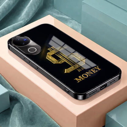 Vivo V50 5G Money Black Electroplated Glass Phone Back Case