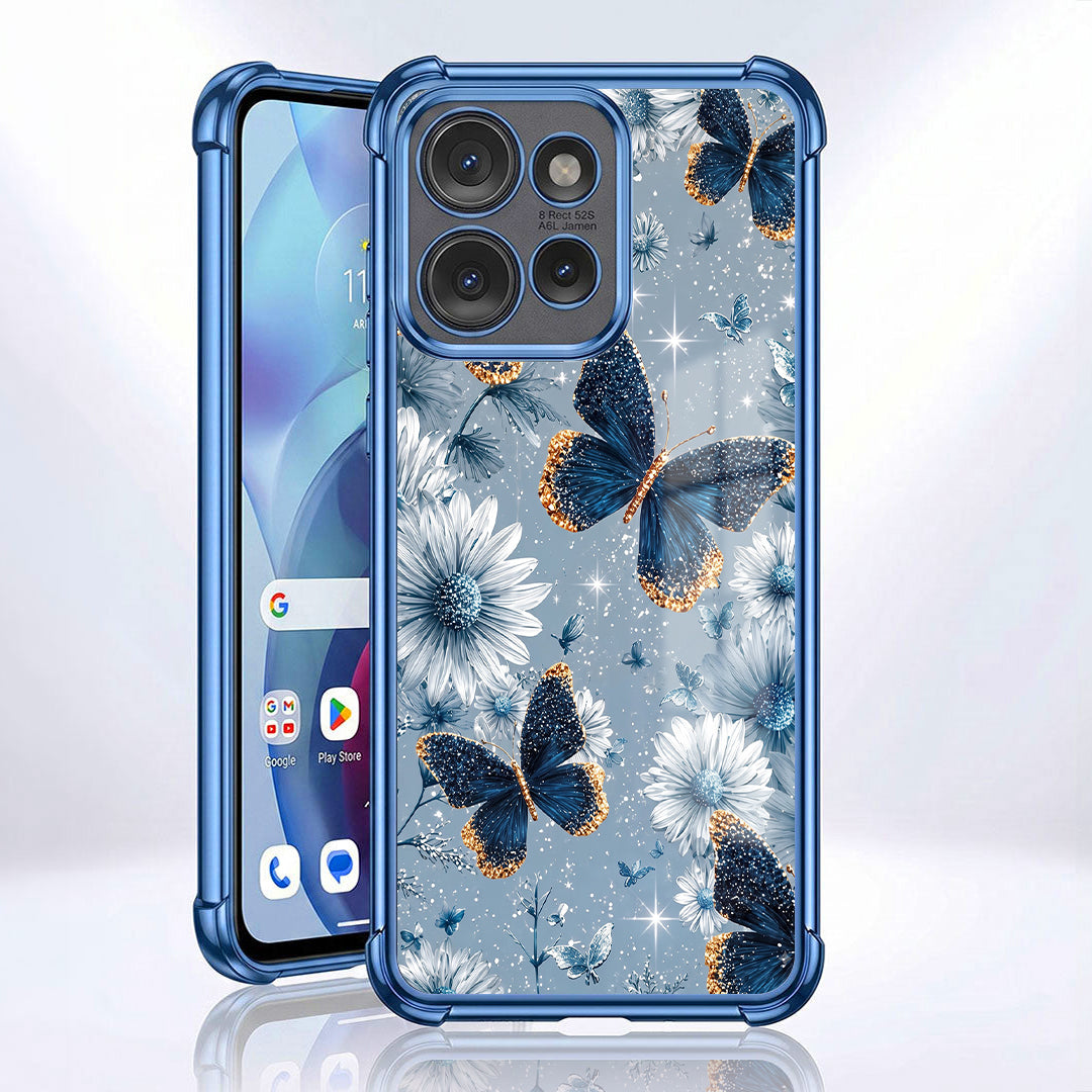 Motorola Edge 50 Neo 5G Blue Butterfly Floral Airbags Printed Back Case