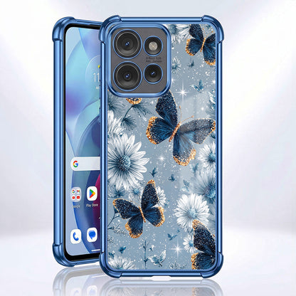 Motorola Edge 50 Neo 5G Blue Butterfly Floral Airbags Printed Back Case