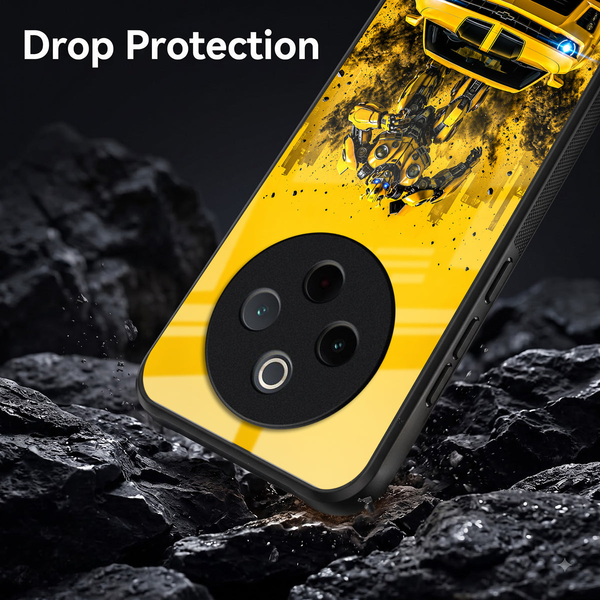Vivo T4 5G Yellow Transformers Car Acrylic Glass Back Case