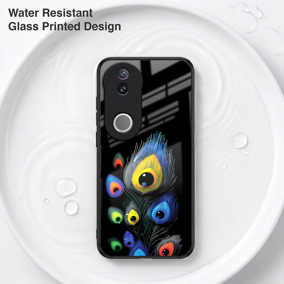 Vivo V50 5G Premium Peacock Feather Acrylic Glass Back Case