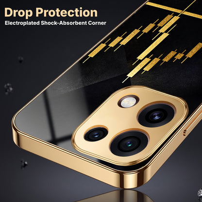 Oppo Reno 16C 5G Trading Candles Gold Electroplated Glass Phone Back Case