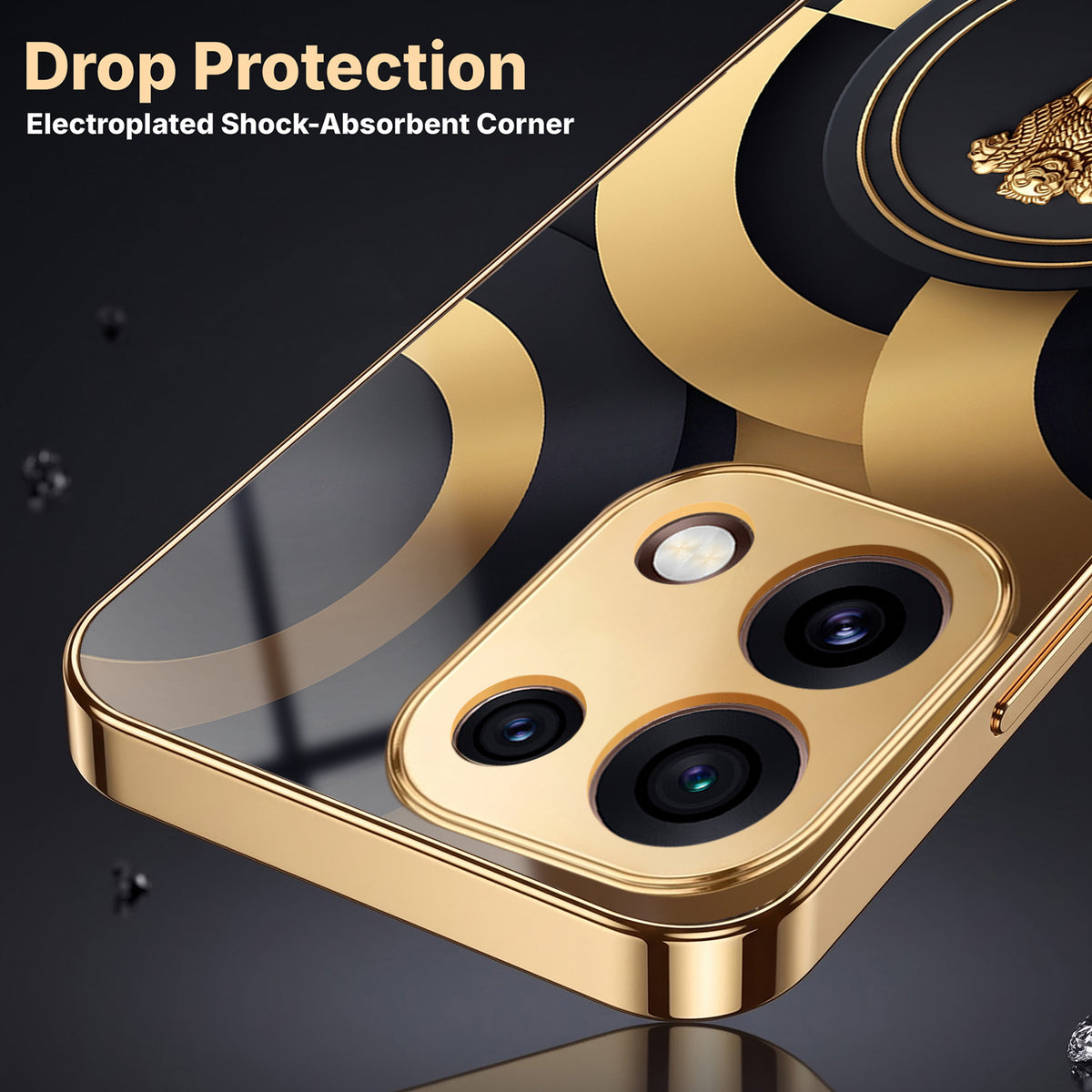 Oppo Reno 16C 5G Royal Emblem Gold Electroplated Glass Phone Back Case
