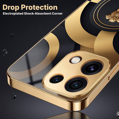 Oppo Reno 16C 5G Royal Emblem Gold Electroplated Glass Phone Back Case